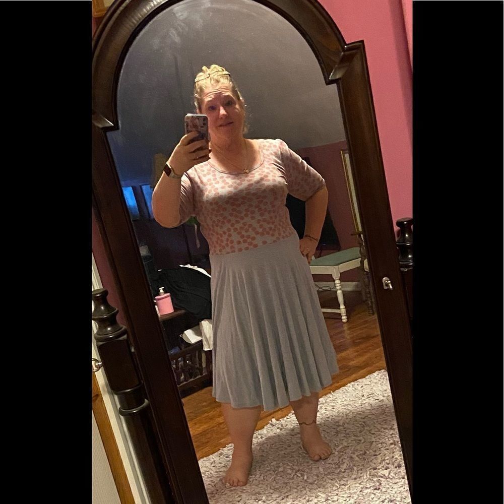 NWT LuLaRoe 3X Nicole Dress Gray Pink Polkadots